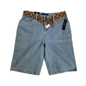 VTG Bill Blass Mens Bermuda Jeans Shorts Stretch Mid Rise Flat Front Blue SZ 10P